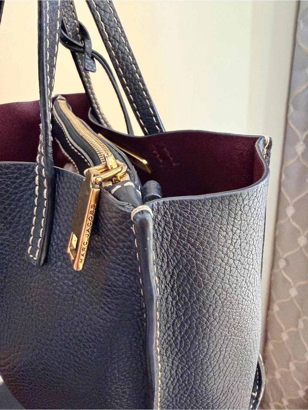 Marc Jacobs black pebbled Leather Mini Tote with Matching Wrist Wallet